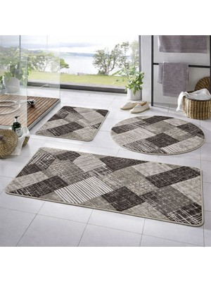 PremiumPort 3’lü Banyo Paspas Seti, Kaymaz Tabanlı, Yumuşak ve Şık Tasarım