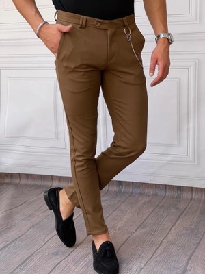 Modefendicom Slim Fit Kalıp Düz Kumaş Pantolon