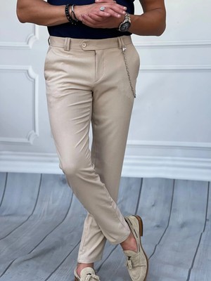 Modefendicom Slim Fit Kalıp Düz Kumaş Pantolon