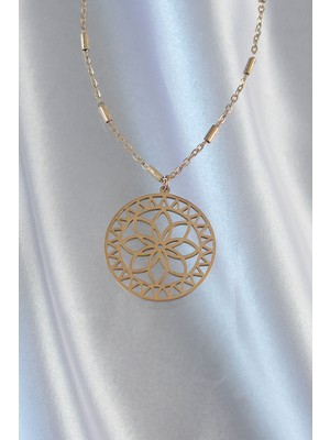 Ronanna 316L Çelik Zincir Gold Renk Lotus Model Kolye - Lisinya