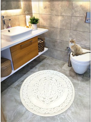 Teknotrust Yumuşak Pamuk Dokuma Banyo Paspası 100X100 Cm, Krem Renk