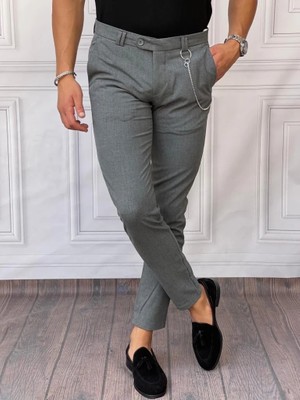 Modefendicom Slim Fit Kalıp Düz Kumaş Pantolon