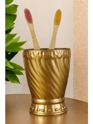 Özgürce Altın Renkli Diş Fırçası Kabı ve Fırçalık Seti