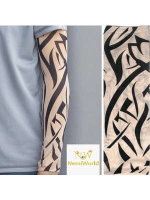 NW NessiWorld Giyilebilir Kol Dövmesi Çorap Dövme 3D Baskılı Kol Bacak Dövme 2 Adet Model 10