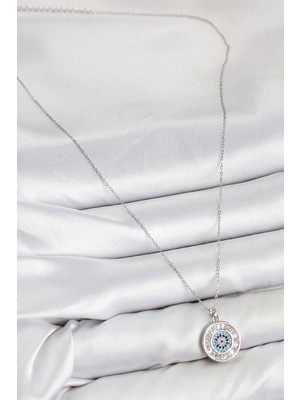 Ronanna Pirinç Zirkon Taşlı Su Yolu Nazar Model Gümüş Renk Kadın Kolye - Lisinya