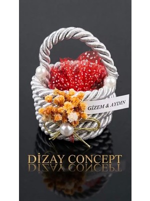 Dizay Concept Halat Örgü İçi Kına Dolu Çiçekli Kına Sepeti - Dızay -3
