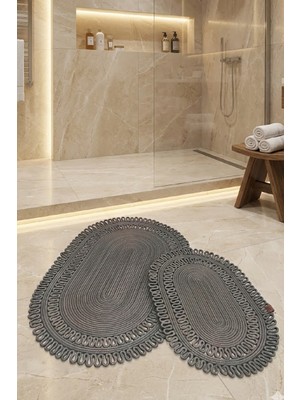 PremiumPort Setli Banyo ve Kapı Önü Paspası, Jüt Hasır, 40X60 ve 50X80 Ölçü