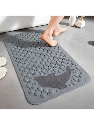 PremiumPort Balık Desenli Silikon Banyo Paspası, Kaydırmaz, Vantuzlu, 35X68 cm