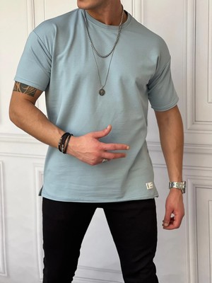 Modefendicom Pamuk Likra Yırtmaç Detaylı 2 Iplik Oversize Tshirt