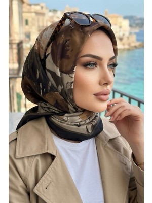 İmaj Butik Siyah Desenli Soft Eşarp
