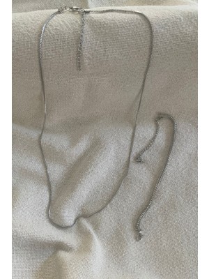 Ronanna Unisex Tilki Kuyruğu Künye ile Gümüş Kolye Seti