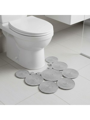PremiumPort Gri Renkli, Çift Taraflı Yıkanabilir Jüt Görünümlü Banyo Paspası