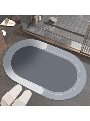 PremiumPort Iki Adet Oval Su Emici Banyo Lavabo Tuvalet Paspası 38X58 cm