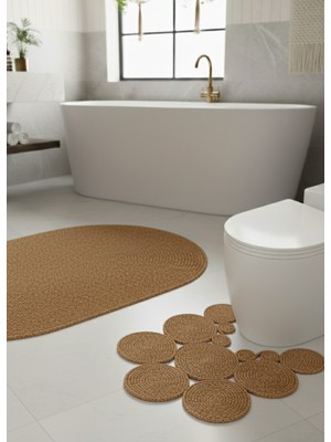PremiumPort Modern 2'li Jüt Banyo Paspas Seti, Çift Taraflı, Şık ve Kullanışlı