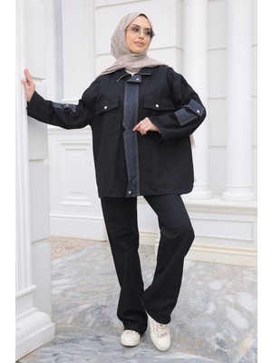 İmaj Butik Siyah Kot Garnili Ceket Pantolonlu Takım