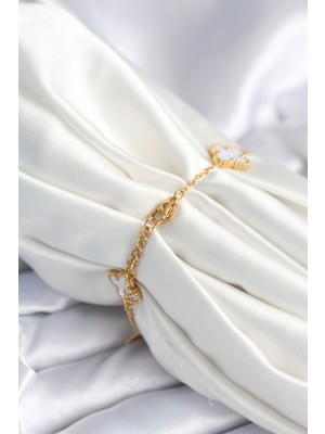 Ronanna 316L Çelik Zincir Zirkon Taşlı Yonca Beyaz Kadın Bileklik - Lisinya