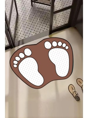 PremiumPort Dijital Baskılı Ayak Izi Desenli Banyo Paspası, Şık ve Fonksiyonel Tasarım