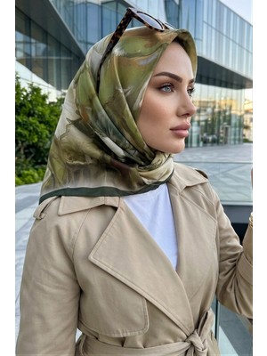 İmaj Butik Haki Desenli Soft Eşarp