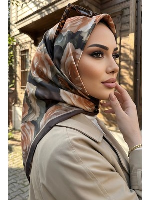 İmaj Butik Kahverengi Desenli Soft Eşarp