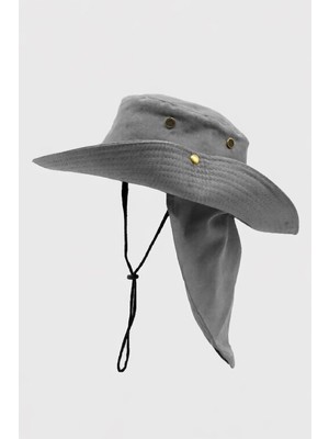 Külah Outdoor Uv Güneş Koruyucu Şapka Gri Lejyoner Safari Şapkası