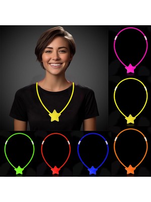 NW NessiWorld Glow Stick Yıldız Kolye - Glow Kolye - Glow Stick Partisi Yıldız Kolye 6 Adet