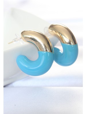 Ronanna Ccb Mavi Gold Çift Renk Küpe - Lisinya