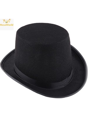 NW NessiWorld Siyah Keçe Sihirbaz Fötr Şapka 12 cm