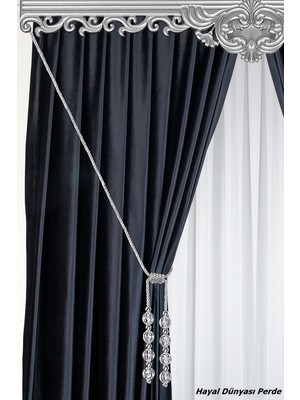 Özgürce Kornişe Takılan Dekoratif Tavan Bağlama Perde Aksesuarı