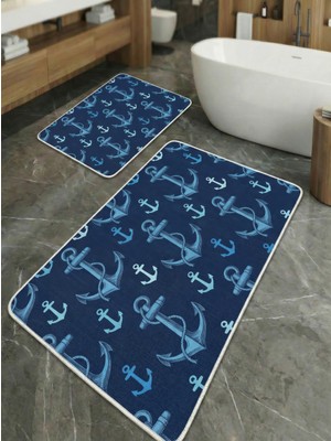 PremiumPort Yıkanabilir 2'li Kaymaz Taban Paspas Seti, Mutfak ve Banyo Için