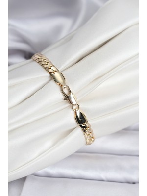 Ronanna 14K Gold Renk Kaplama Ezme Zincir Model Kadın Bileklik - Lisinya