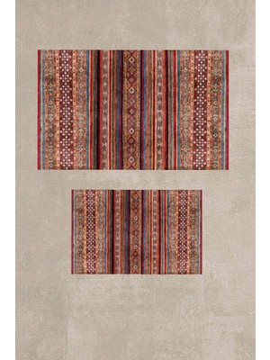 PremiumPort Modern Dijital Baskılı Banyo Halısı, Iki Parça, 100X60 ve 60X50 cm