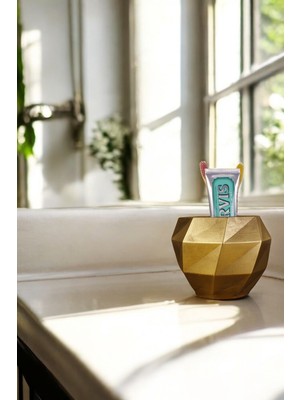 Özgürce Altın Eskitme Renkli Diş Fırçası Tutucu, Şık ve Kullanışlı Stand