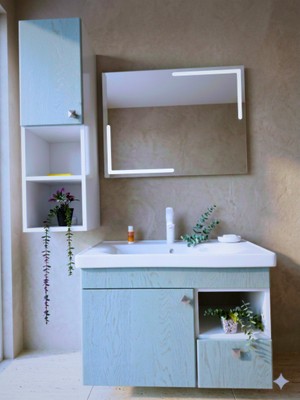 Çelebi Tape 65 cm Gök Mavisi Banyo Dolabı Seti