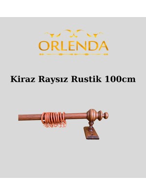 Özgürce Ahşap Başlıklı Alüminyum Boru Rustik Perde Askısı 100 cm
