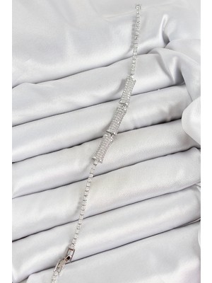 Ronanna Pirinç Gümüş Renk Zirkon Taşlı Kemik Model Kadın Bileklik - Lisinya