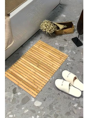 PremiumPort Bambu Banyo Paspası, Kaydırmaz, Katlanabilir, 24X16 cm