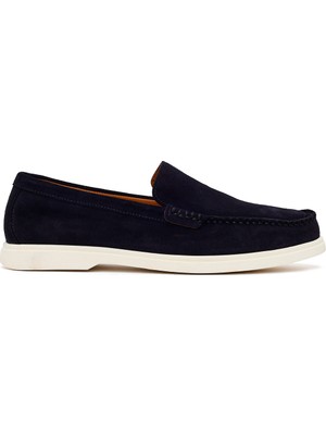 Derimod Erkek Lacivert Süet Deri Loafer 26SFD632010