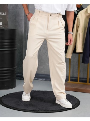 Modefendicom Baggy Kalıp Pile Detaylı Kumaş Pantolon