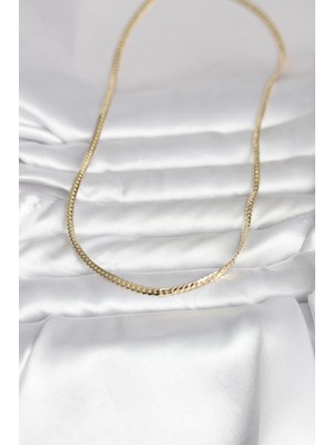 Ronanna cm 14K Gold Renk Yassı Zincir Model 45 cm Kadın Kolye - Lisinya