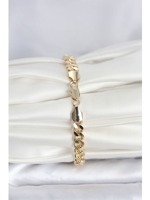 Ronanna cm 14K Gold Renk Ezme Kalın Zincir Model Kadın Bileklik - Lisinya