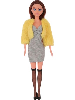 Craftivio Good Girl 30 cm Kürklü Ceketli ve Çizmeli Moda Bebeği - Şık Aksesuarlı Manken Oyuncak Bebek
