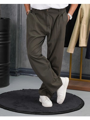 Modefendicom Baggy Kalıp Pile Detaylı Kumaş Pantolon