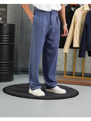 Modefendicom Baggy Kalıp Pile Detaylı Kumaş Pantolon