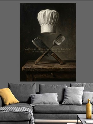 Özgürce Mutfak Dekoratif Kanvas ve Ahşap Tablo, Aşçı Şapkası ile Şık Tasarım