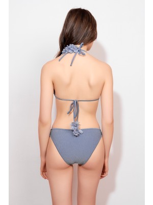 Lovekini Lola Blue Bikini With Chiffon Flowers Details