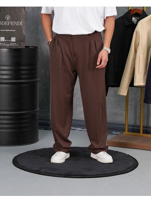 Modefendicom Baggy Kalıp Pile Detaylı Kumaş Pantolon