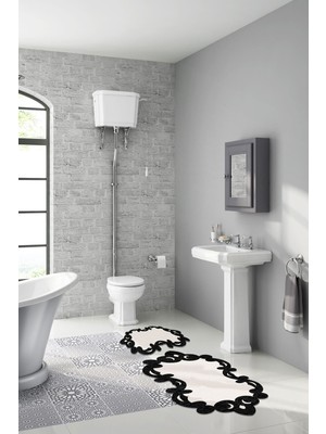 PremiumPort Papatya Desenli Lazer Kesim Banyo Takımı, Şık ve Modern Tasarım