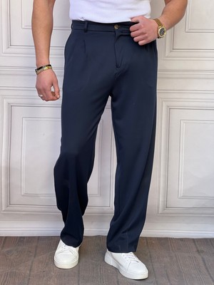 Modefendicom Baggy Kalıp Pile Detaylı Kumaş Pantolon