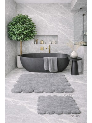 Özgürce Papatya Kesimli Kaymaz Banyo Paspası ve Klozet Takımı, 60X100/50X60 cm