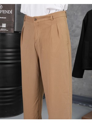 Modefendicom Baggy Kalıp Pile Detaylı Kumaş Pantolon